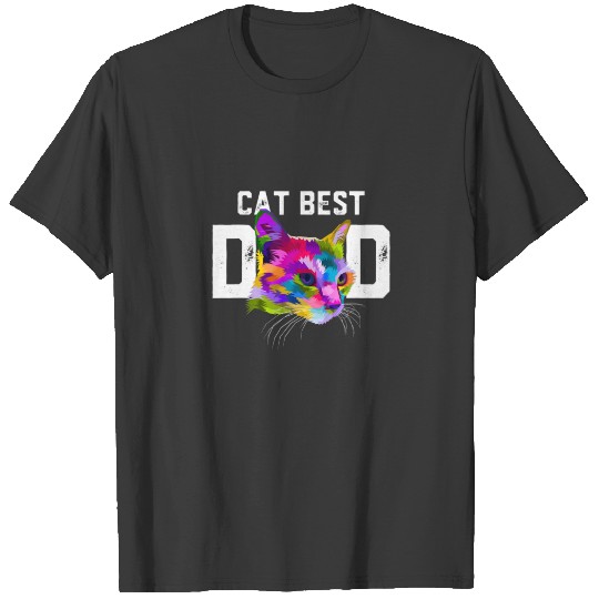 Mens Cat Best Dad Colorful Cool Cat Dad Father's D T-shirt