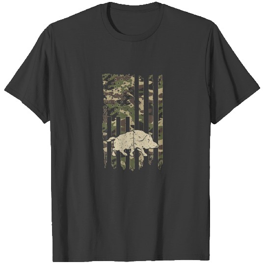 Camouflage American Flag Hog Hunting Costume Hunte T-shirt