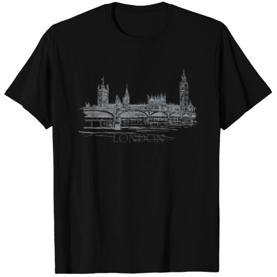 London Bridge Skyline Big Ben Ink Sketch T-shirt