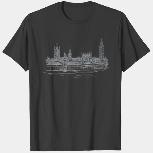 London Bridge Skyline Big Ben Ink Sketch T-shirt