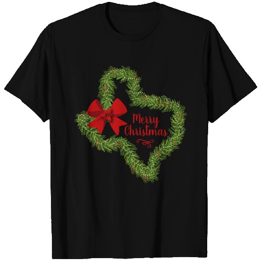 Texas Christmas Wreath with Red Bow T-shirt