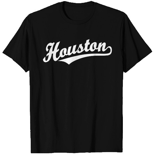 Houston script logo in white T-shirt