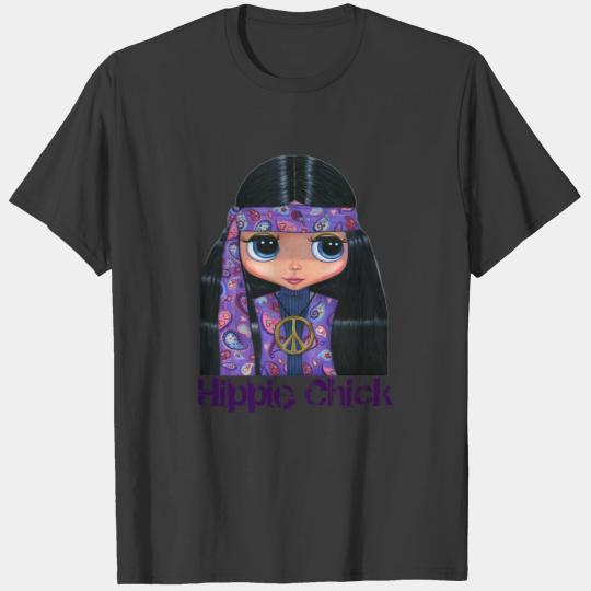 Hippie Chick in Purple 1960s Peace Sign T-shirt