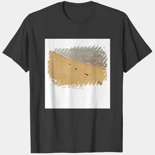 Foot prints in Sand with Wave T-shirt