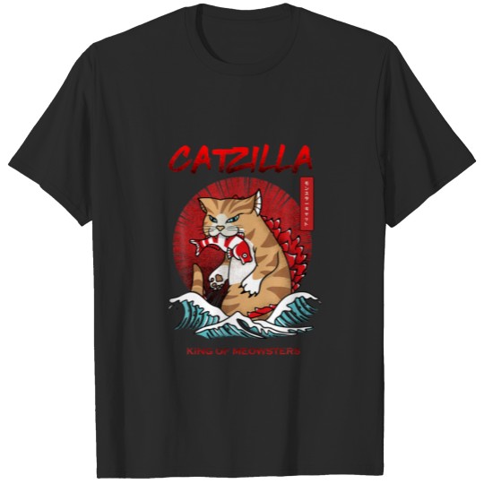 Discover Catzilla King Of The Meowsters Funny Kaiju Cat Mem T-shirt