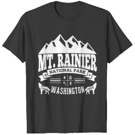 Mt. Rainier Vintage White T-shirt