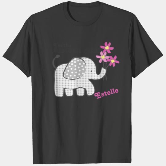 Flower Girl Gingham Elephant Pink Flowers T-shirt
