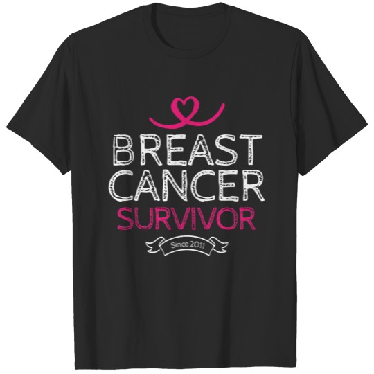 Breast Cancer Survivor Since 2011 Awareness Heart T-shirt