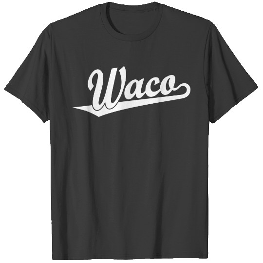 Waco script logo in white T-shirt