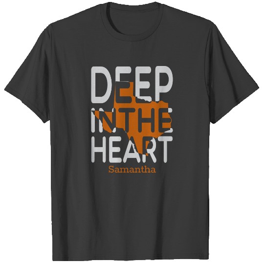 Burnt Orange & Gray State Cutout Deep in the Heart T-shirt