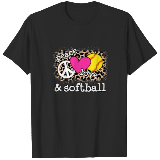 Discover Cute Peace Love Softball Leopard Print Women Men K T-shirt