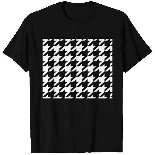 chic geometric black and white houndstooth pattern T-shirt