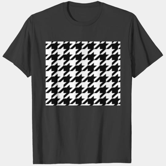 chic geometric black and white houndstooth pattern T-shirt