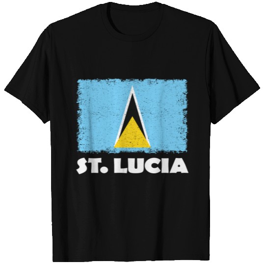 St Lucia National Flag Distressed T-shirt