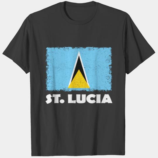 St Lucia National Flag Distressed T-shirt
