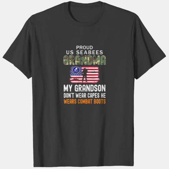 My Grandson Wears Combat Boots-Proud Seabees Grand T-shirt