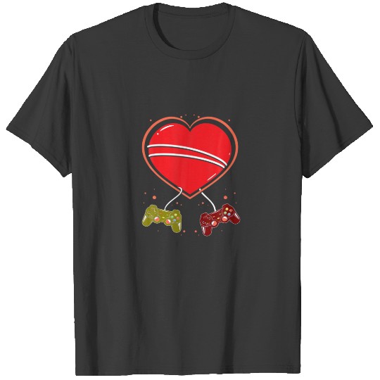 Video Gamer Heart Controllers Valentines Day T-shirt