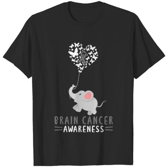 Discover Brain Cancer Awareness Elephant  Brain Tumor Gray T-shirt