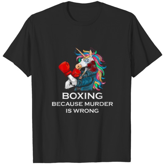 Discover Funny Unicorn Boxing Because Murder Is Wrong Boxer T-shirt