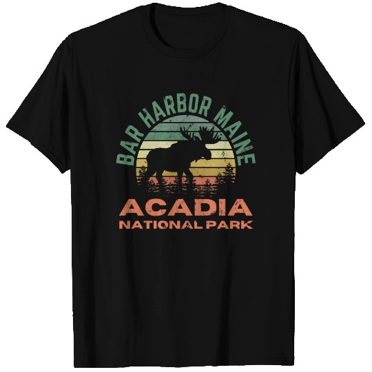 Bar Harbor Acadia National Park Maine Moose Hiking T-shirt