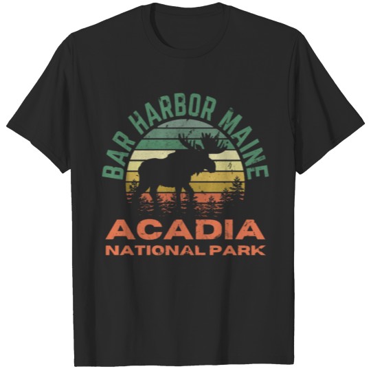 Bar Harbor Acadia National Park Maine Moose Hiking T-shirt