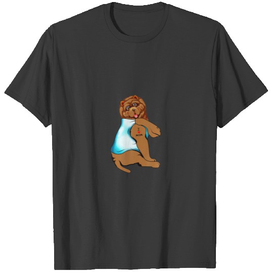 Chow Chow Dog Tattoo I Love Mom Mother's Day Gift T-shirt