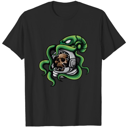 Discover Astro Skull with Octopus Black Board T-shirt