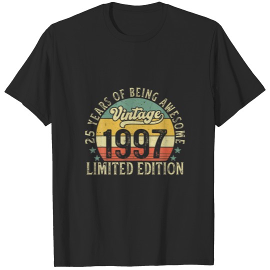 Vintage 1997 25Th Birthday Retro Cassette Tape 25 T-shirt