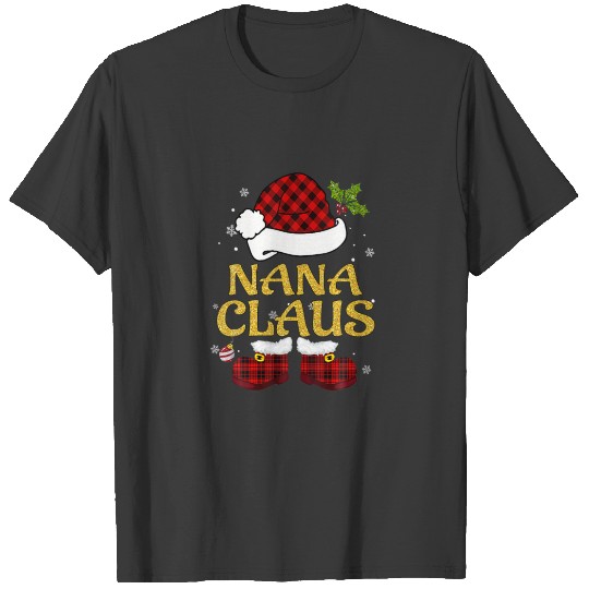 Nana Claus Santa Hat Christmas Matching Family Paj T-shirt