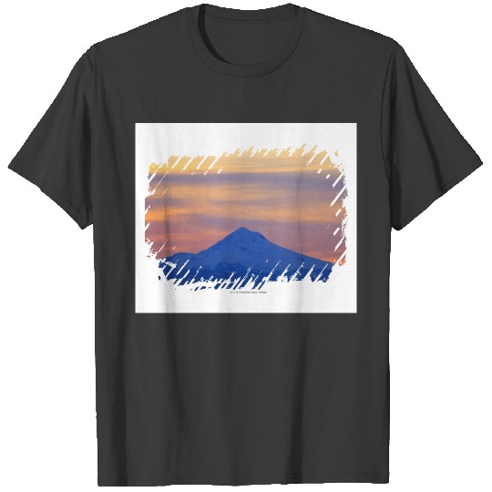 Orange Sky Snow Capped Blue Mountain T-shirt
