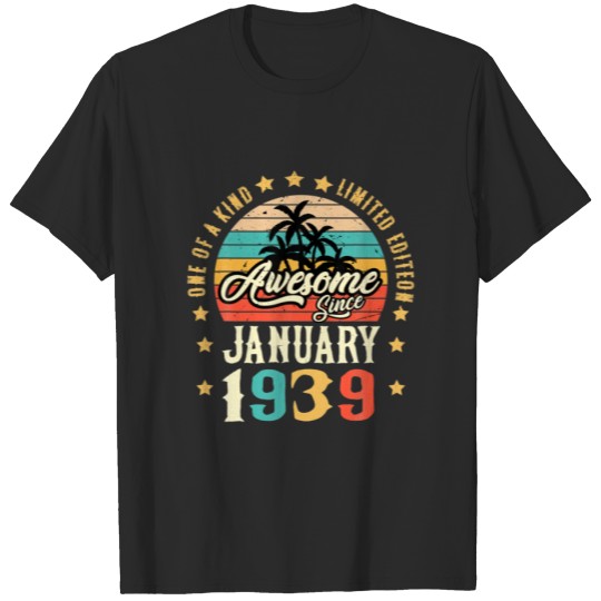 Discover Awesome Since January 1939 Vintage 83Rd Birthday T-shirt