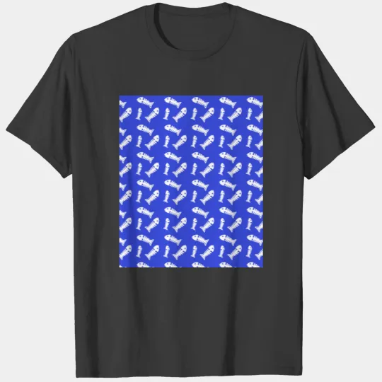 fish royal blue T-shirt