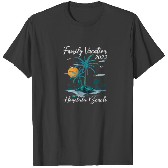 Retro Sunset Family Vacation 2022 Hawaii Honolulu T-shirt