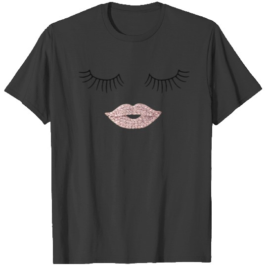 big girly lashes and faux rhinestone lips T-shirt