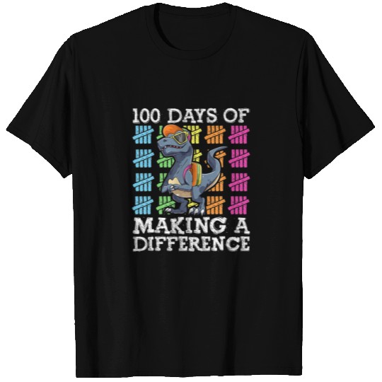 100 Days Of School Boys , T Rex Making A Differenc T-shirt