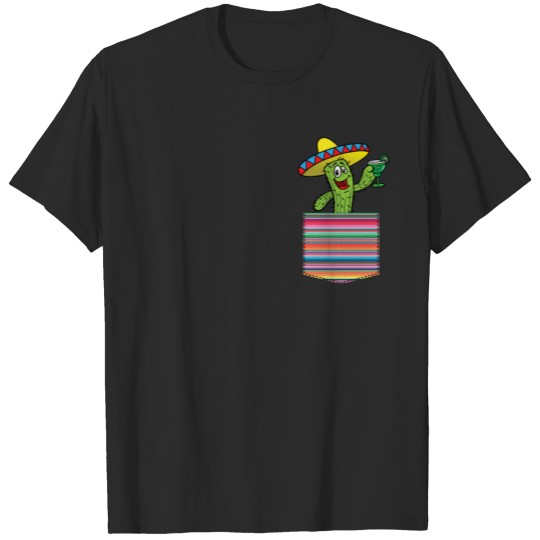 Cactus Pocket Serape Margarita Fiesta Party Gifts T-shirt