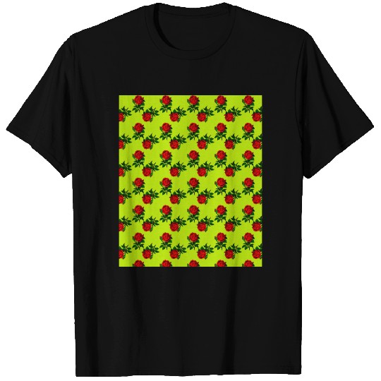 red roses lime green T-shirt