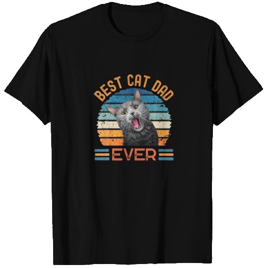 Best Cat Dad Ever Funny Black And Grey Cat T-shirt