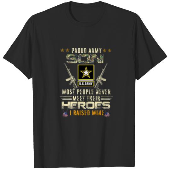 Proud Army Son I Raised My Heroes Camouflage Graph T-shirt