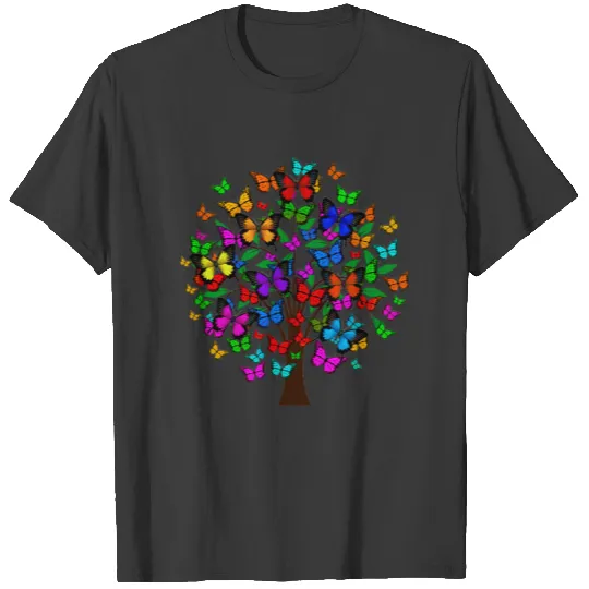 Colorful Nature Butterfly Tree 3/4 Sleeve T-shirt