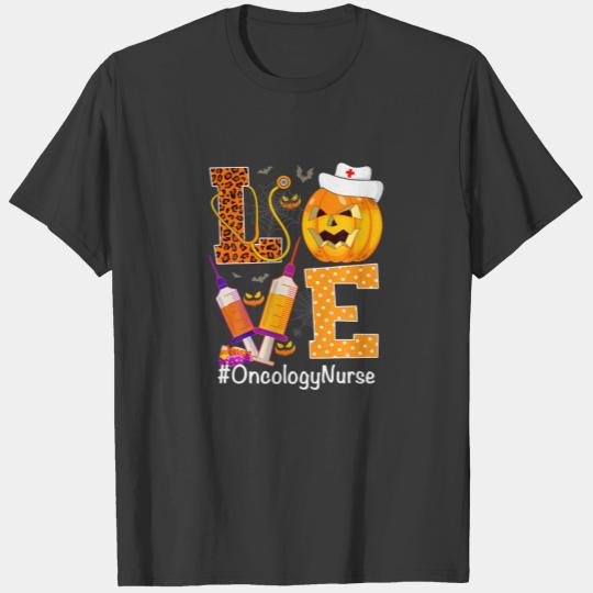 Love Oncology Nurse Life Halloween Fall Leopard Pu T-shirt