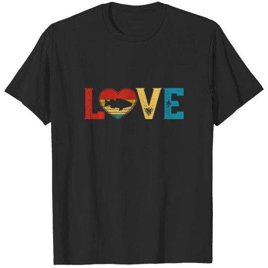 Retro Love Fish Valentines Day Hearts Animals Love T-shirt