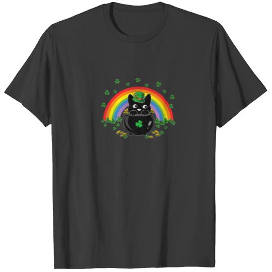 Vintage Women Mens Shamrock Cat Saint Patricks Day T-shirt