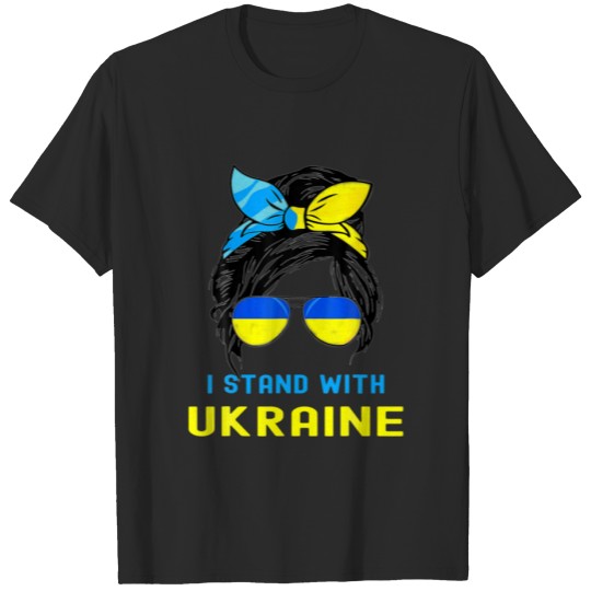 Discover Messy Bun Hair Ukraine Ukrainian Flag Girl Support T-shirt