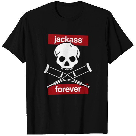 Jackass Forever Red Skull And Crutches Warning Log T-shirt
