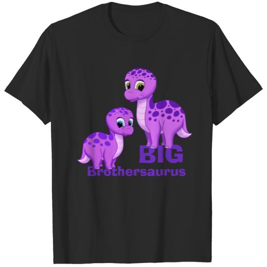 Discover Cute Funny Big Brother Baby Dinosaurs Purple T-shirt