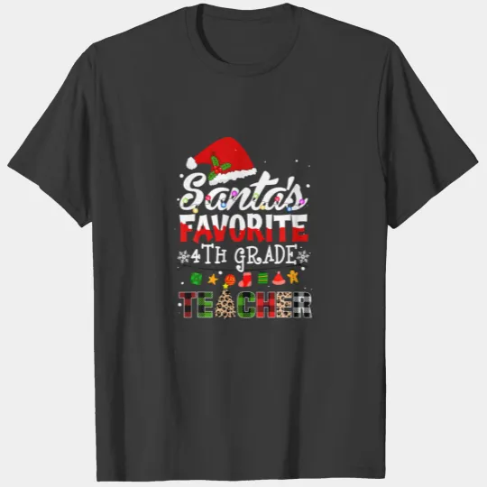 Santa's Favorite 4Th Grade Teacher Christmas Buffa T-shirt