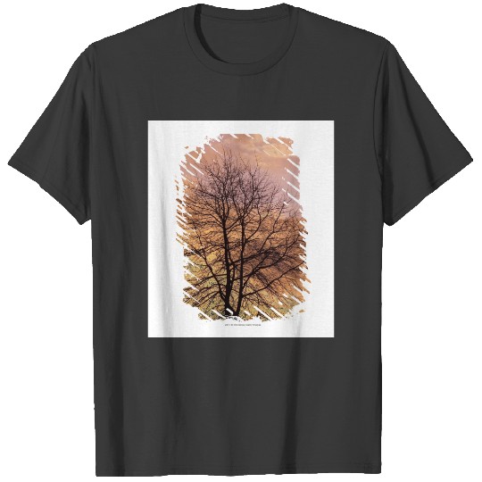 Silhouette of a Tree with Pink and Orange Sky T-shirt