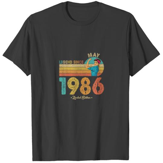 Funny 36Th Birthday May 1986 Legend Since 1986 36 T-shirt