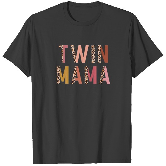 Twin Mama Twin Mom Half Leopard Vintage Style Wome T-shirt